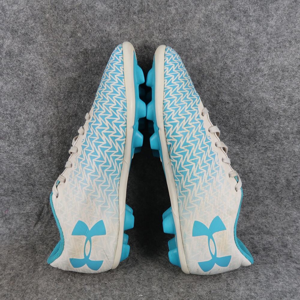 Under Armour Shoes Kids 2Y Soccer Cleats Athletic Sport Lace Up Blue White Youth - Picture 9 of 12